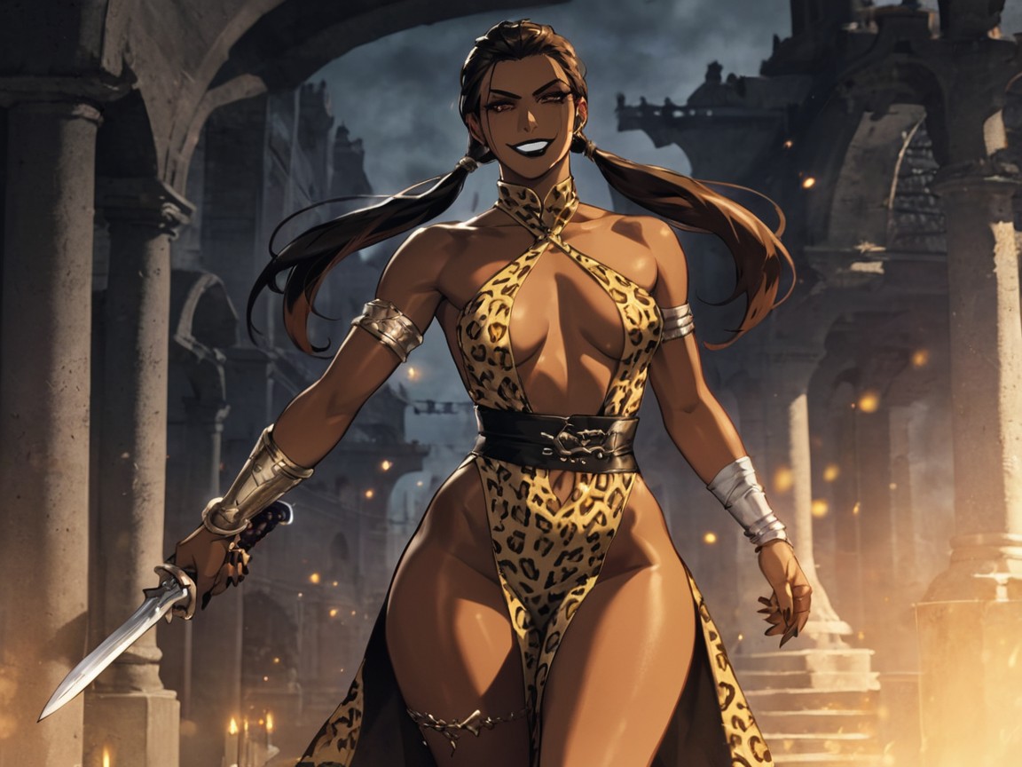 Castle In Distant Background, Eyebrow Slits, Tight Breasts ラティーナAIエロ