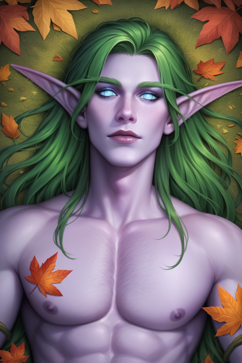 Orange Leaves, World Of Warcraft Belt With Sapphire, Wide Opened Eyes AI Gay Porn