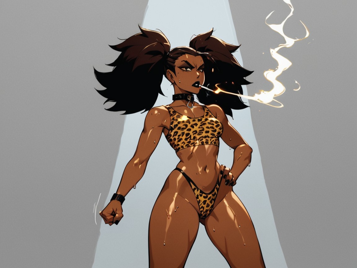Brown Eyes, Sloped Shoulders, Impact Effects Latina AI Porn
