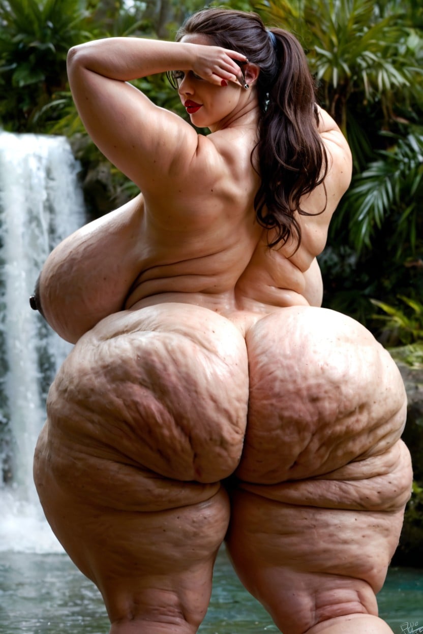 Ponytail, Slutty Expression, Massive Breasts BBW AI Porn