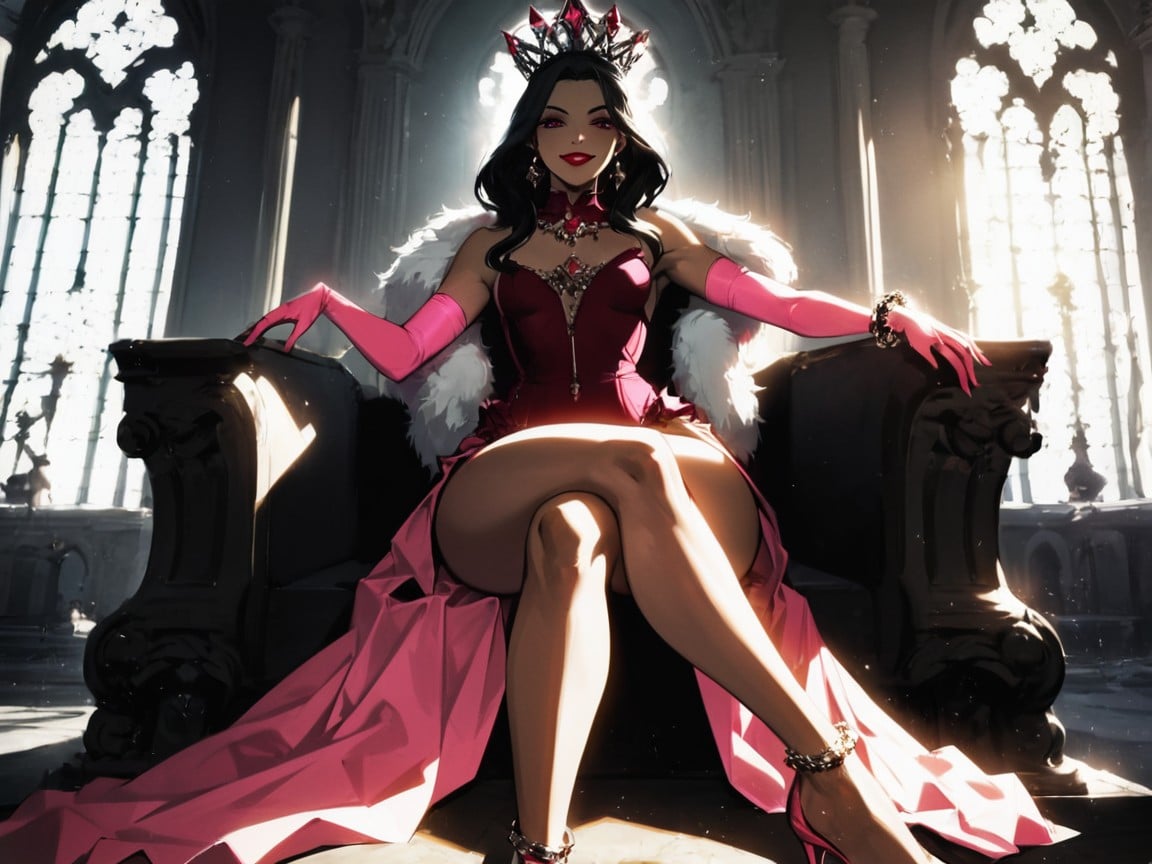 One Woman, Outdoor Throne Room Background, 18+ Porno IA Latina