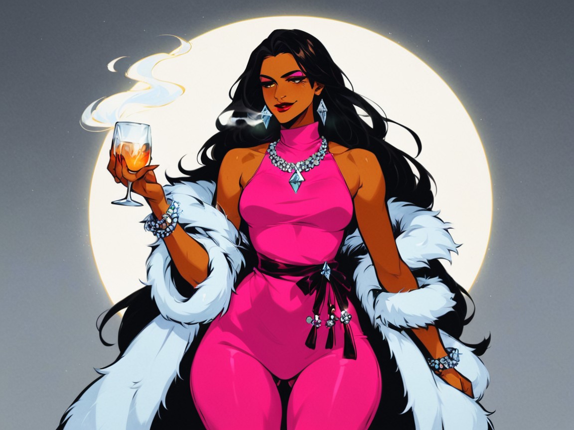 High Color Contrast, 18+, White Fur Coat Porno latina IA