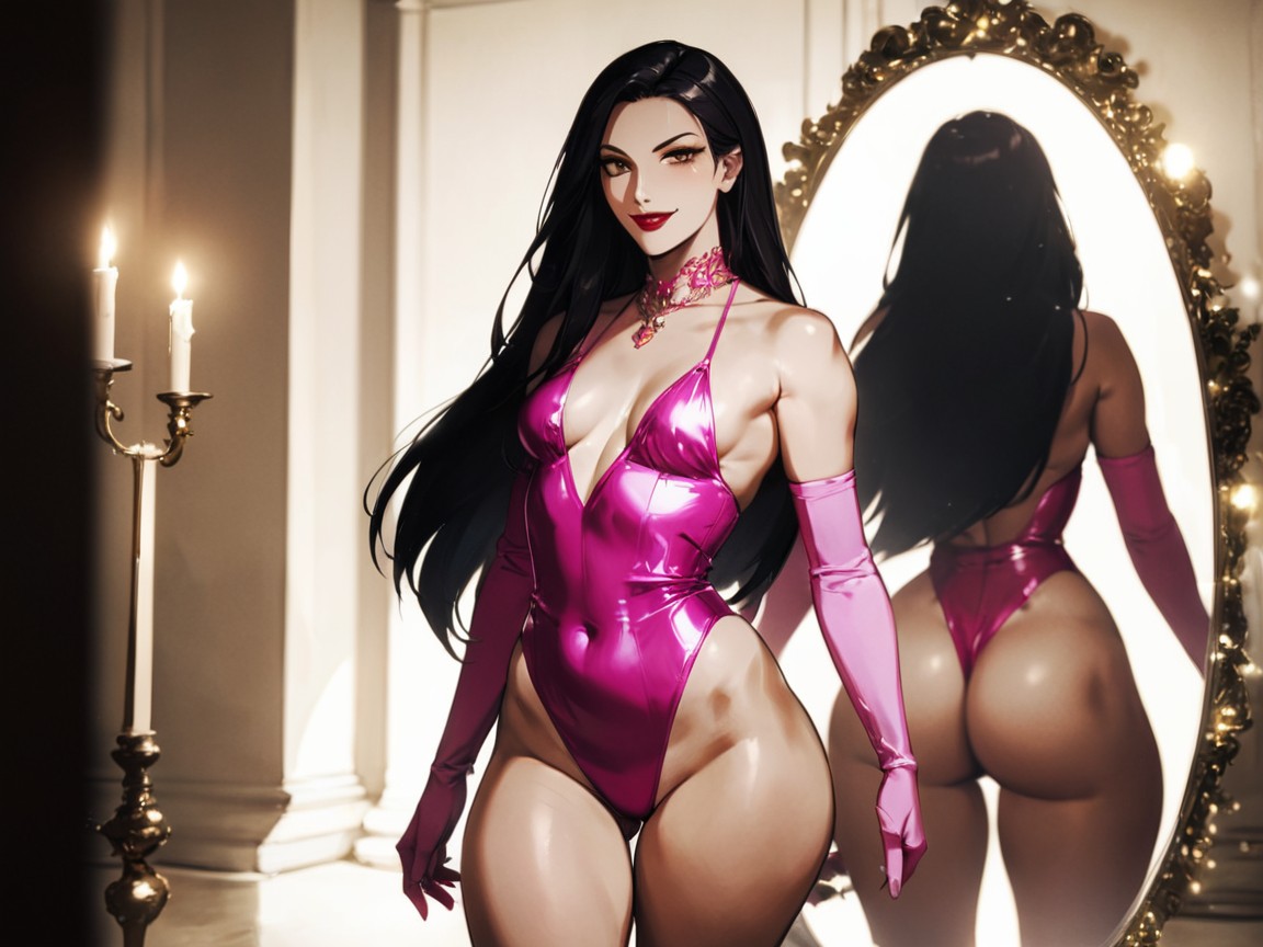 Regal Posture, Low Torso Height, Pale Tan Skin Latina AI Porn