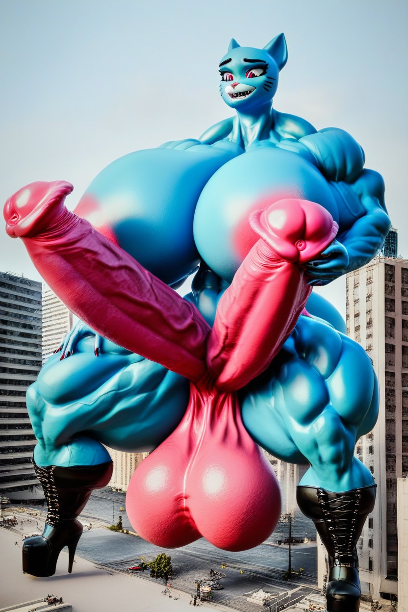 極端下半身沉重, Futanari With Erect Penis, Hyper Muscular AI獸人黃片