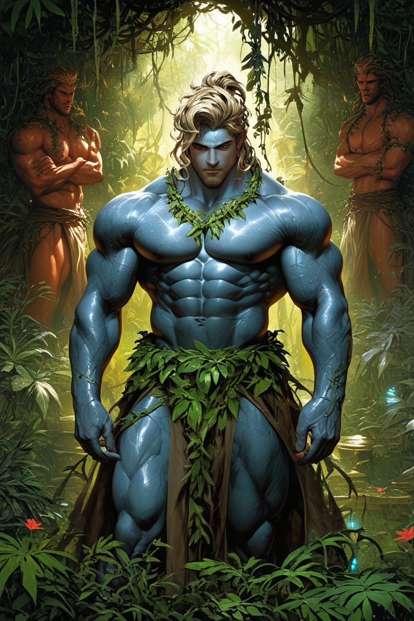 Partially Uncovered By Thick Vines The Statue Glows With An Ethereal Light, 18+, A Translucent AI Gay Porn