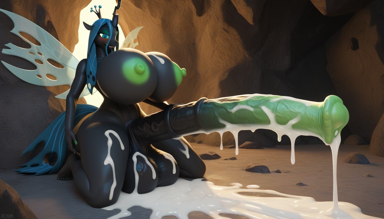 Long Penis, Green Colored Penis, Embarrassed Furry AI Porn