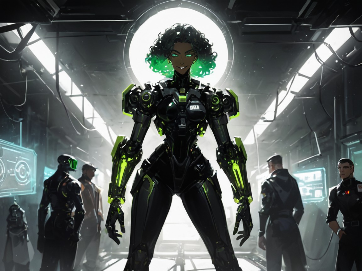 Green Glasses, Futuristic Setting, Afterimage Latina AI Porn