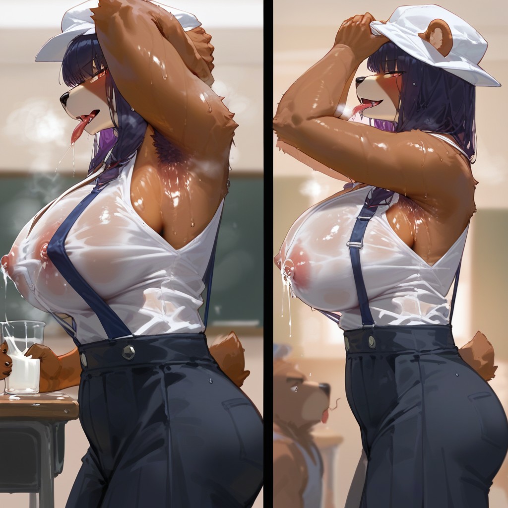 Lots Of Saliva, Classroom, Disgusted By Her Armpit Smell Furry AI Porn