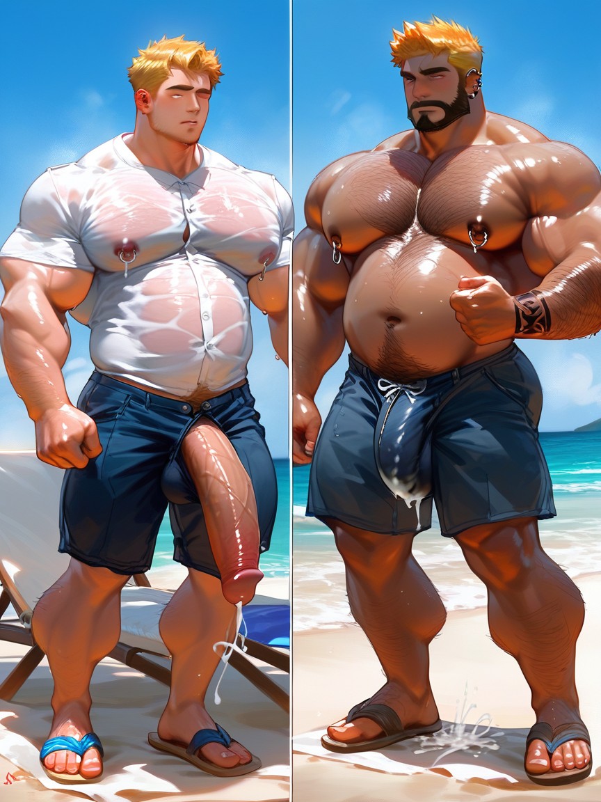 Realistic Watercolor Artstyle, Masculine Man, Short Length AI Gay Porn