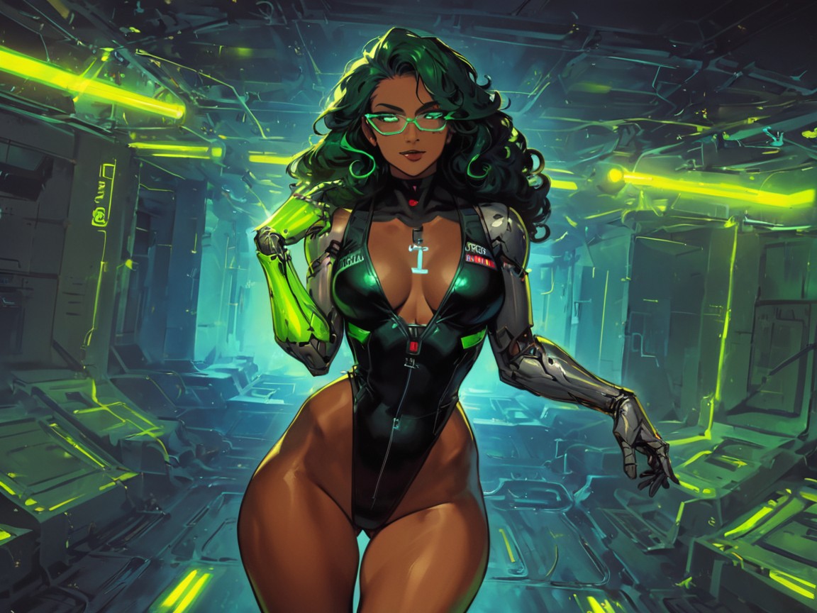 Glowing Eyes, One Woman, Vibrant Colors Latina AI Porn