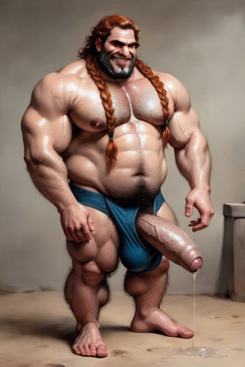 Fat, Super Long Foreskin, Hairy Legs AI Gay Porn