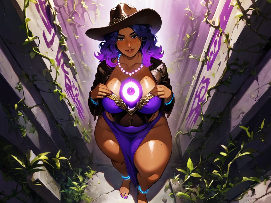 Thick Full Thighs, High Brightness Effect, Freckles On Breasts Latina AI Porn