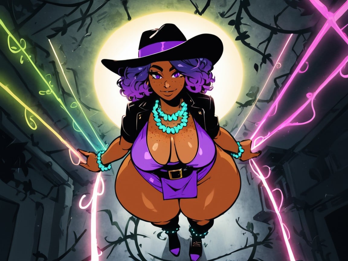 Saturated Colors, Woman Praying, Purple Flower In Hair Porno IA Latina