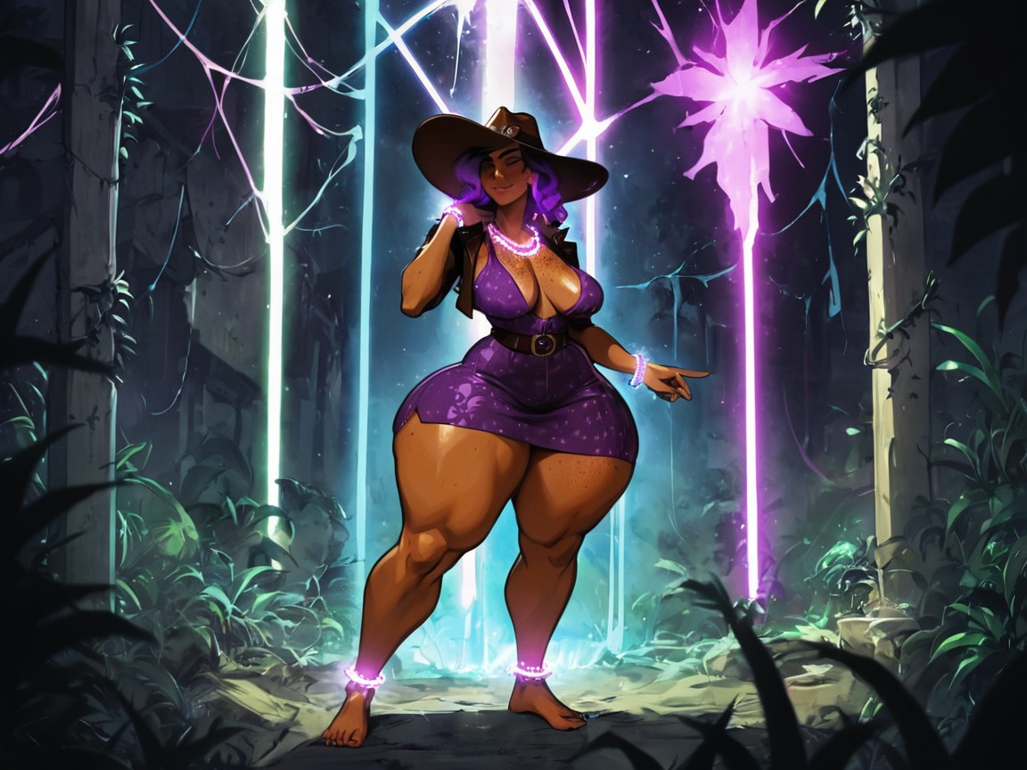 Jungle Location, Vibrant Colors, Purple Vest ラティーナAIエロ