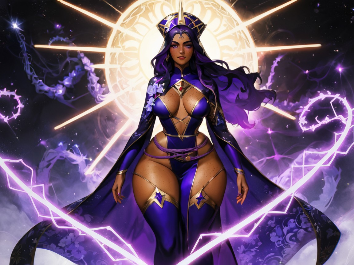Purple Flower In Hair, Freckles Black Permed Hair With Purple Highlights, Rounded Abdomen Porno latina IA