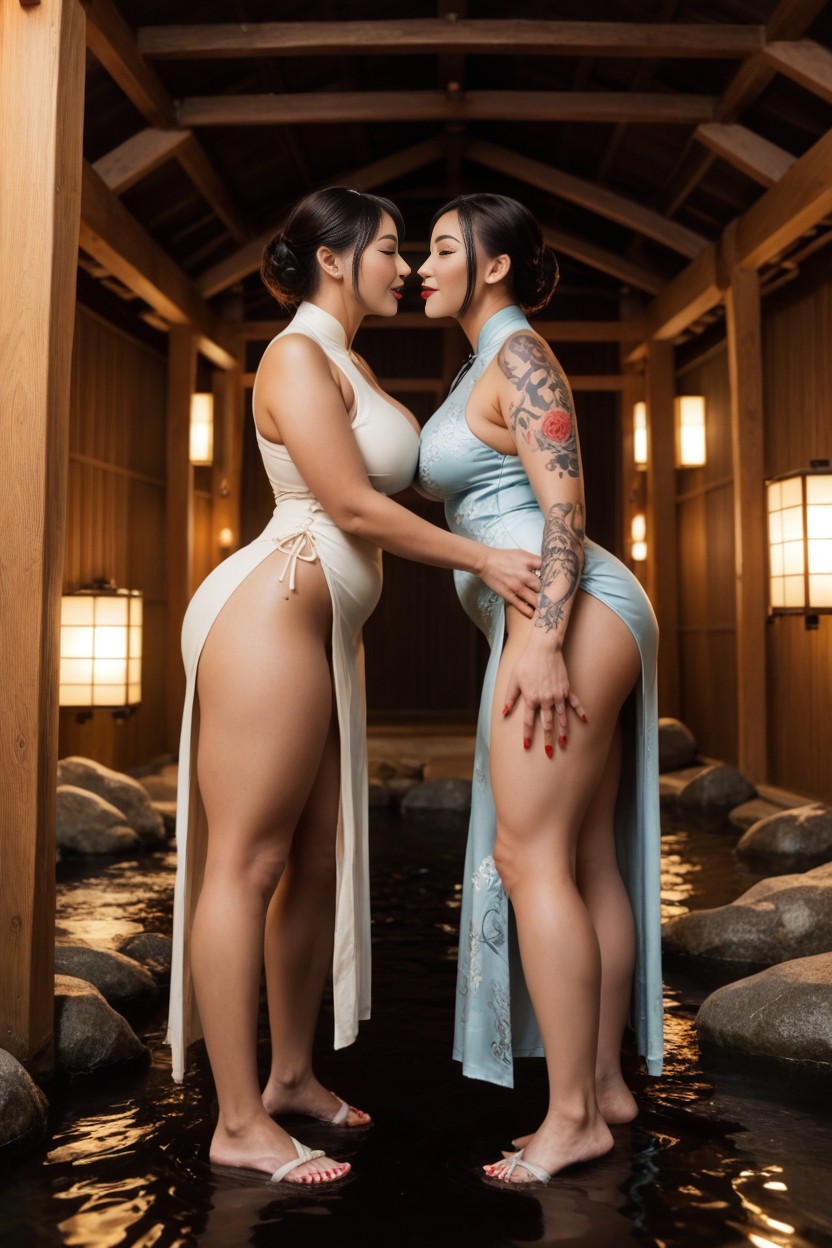Chinese Hanfu, Eyeliner, Sexy Curvy Body AI Porn