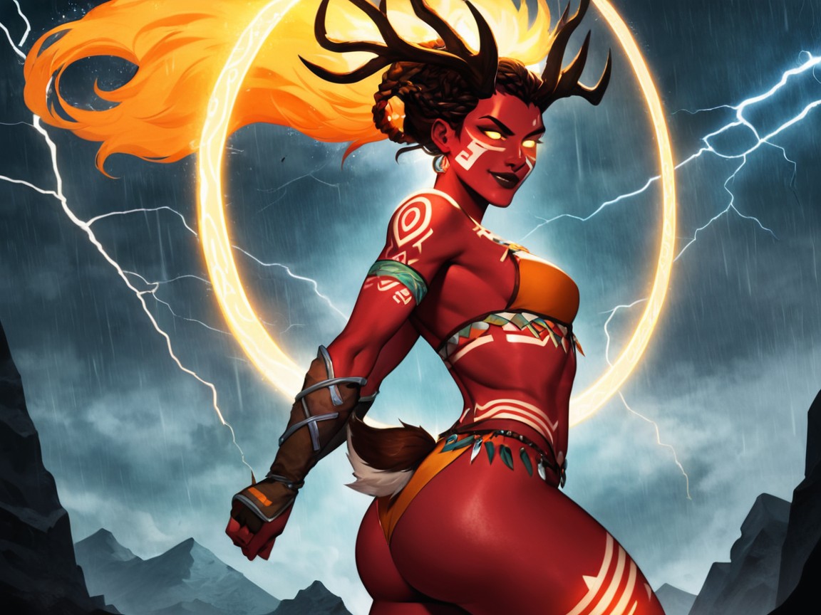Twilight Sky, Tribal Wear, One Woman Latina AI Porn