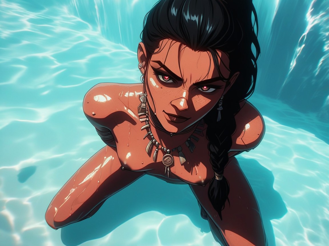 Top Down, Soft Light, Ponytail Latina AI Porn
