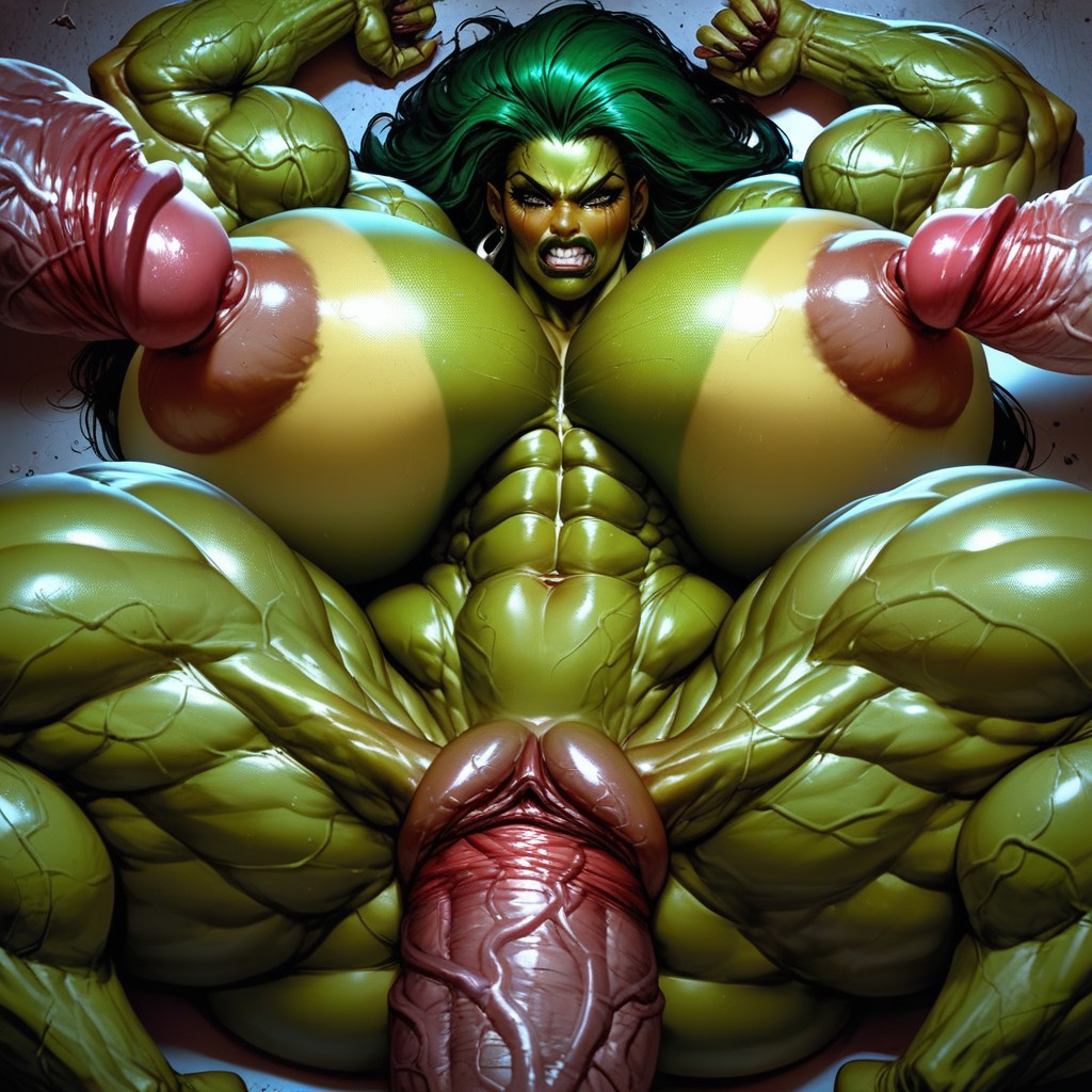 Hyper Excessive Pronounced Puffy Swollen Labia, Too Massive Penises, Massive Muscles AI Porn