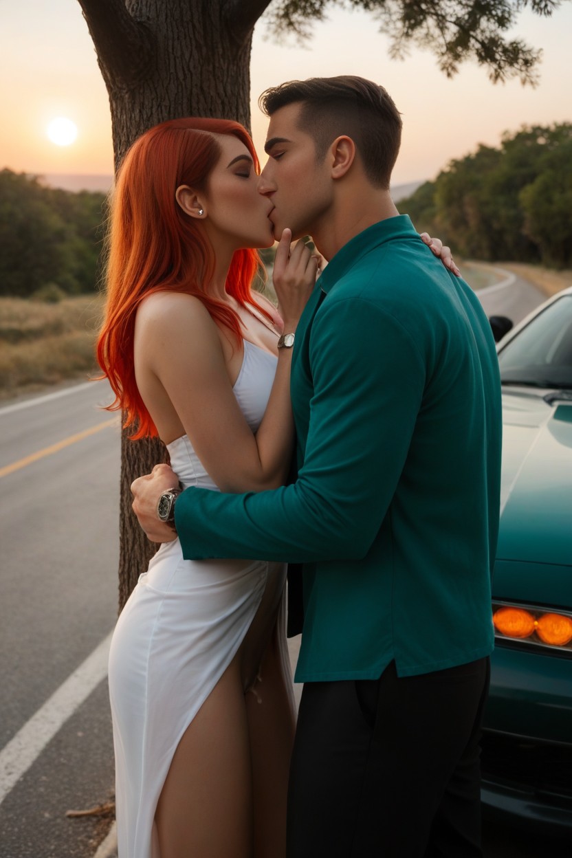 Against Tree, Man Woman, Road AI Porn