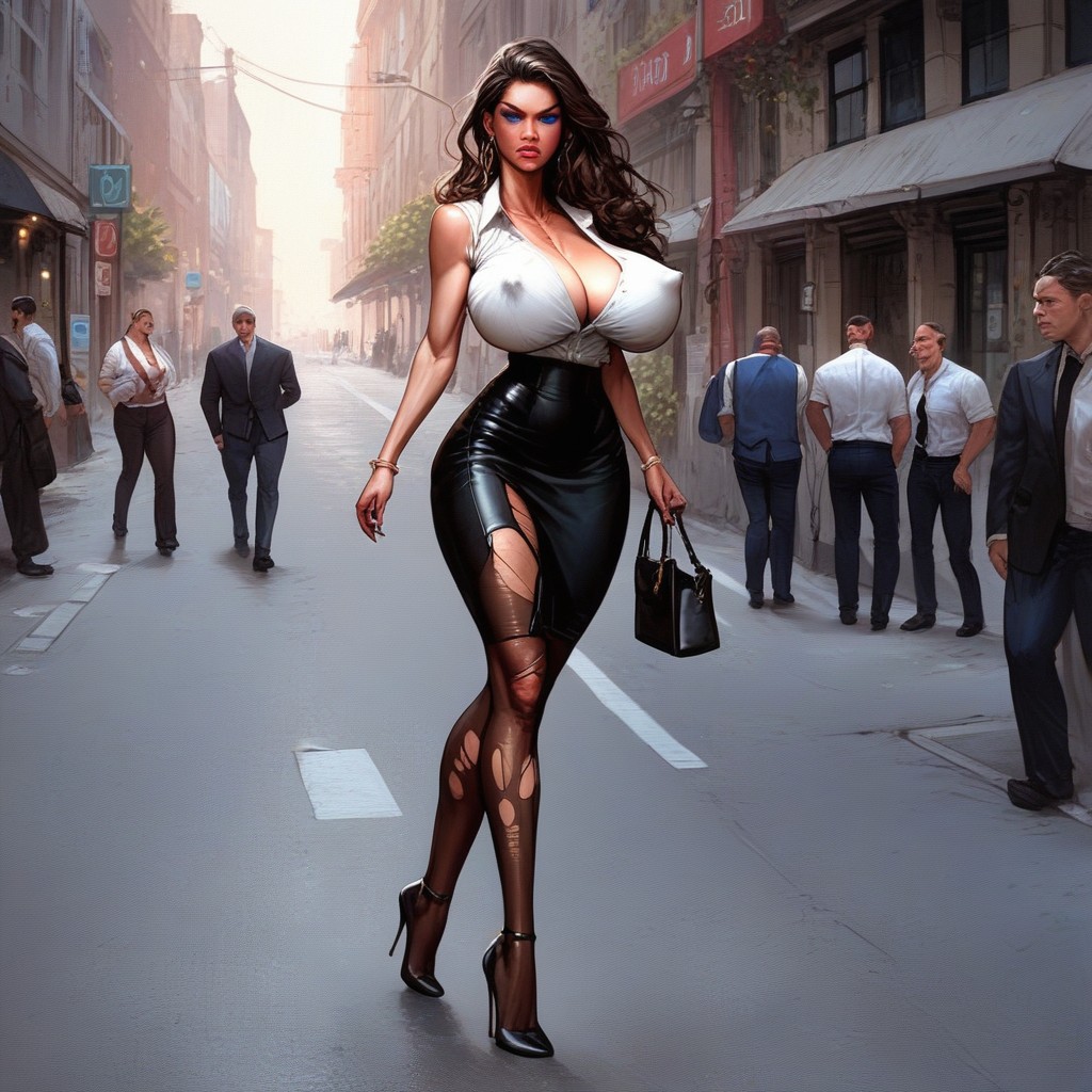 Sagging Breasts, Street, 18+ AI Porn