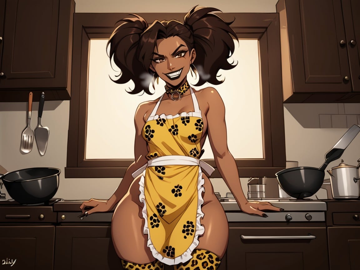Saturated Colors, Dark Skin Brown, Eyebrow Slits AI Porn