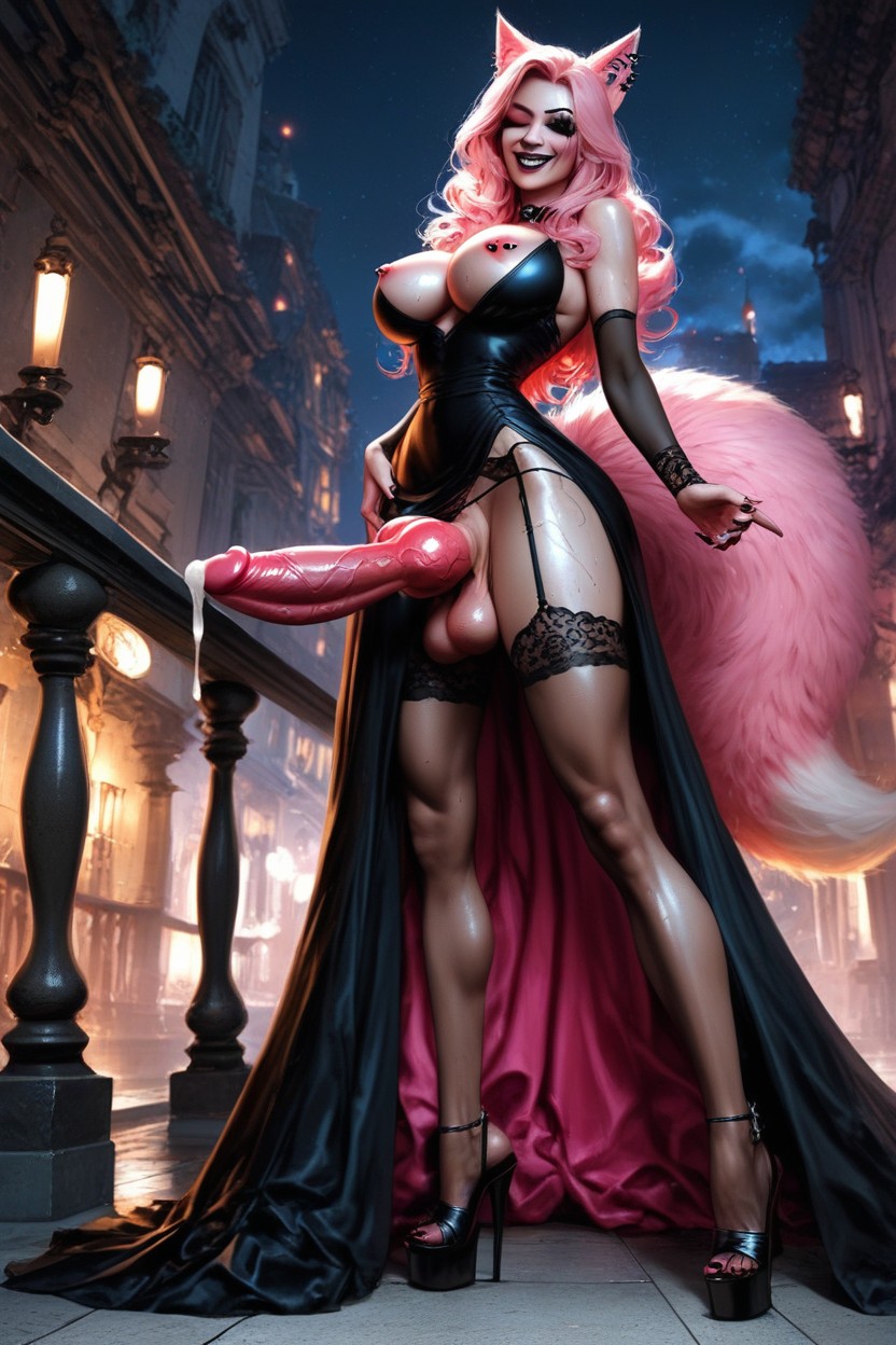 Bulging Throat, Split Open Waist Down, Gothic Atmosphere AI Porn