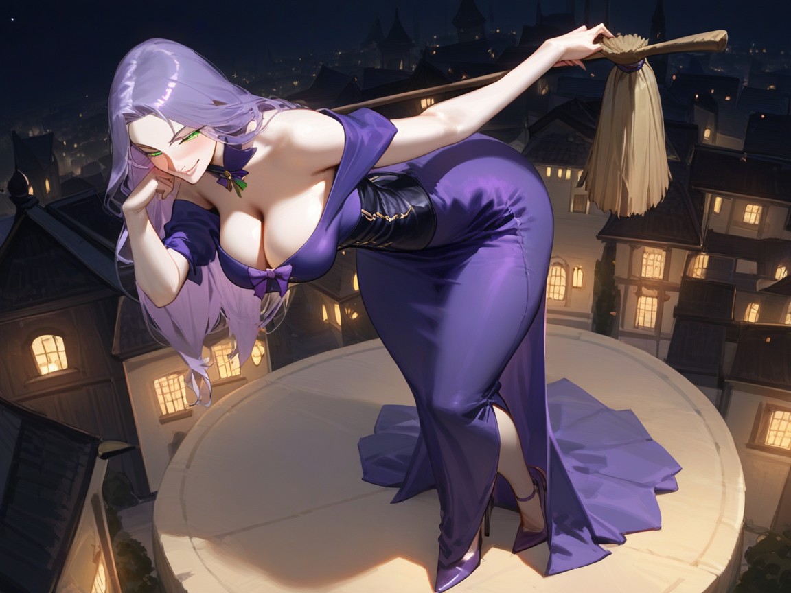 Flying Over City At Night, Cute, Breasts Stretching Top Hentai AI Porn