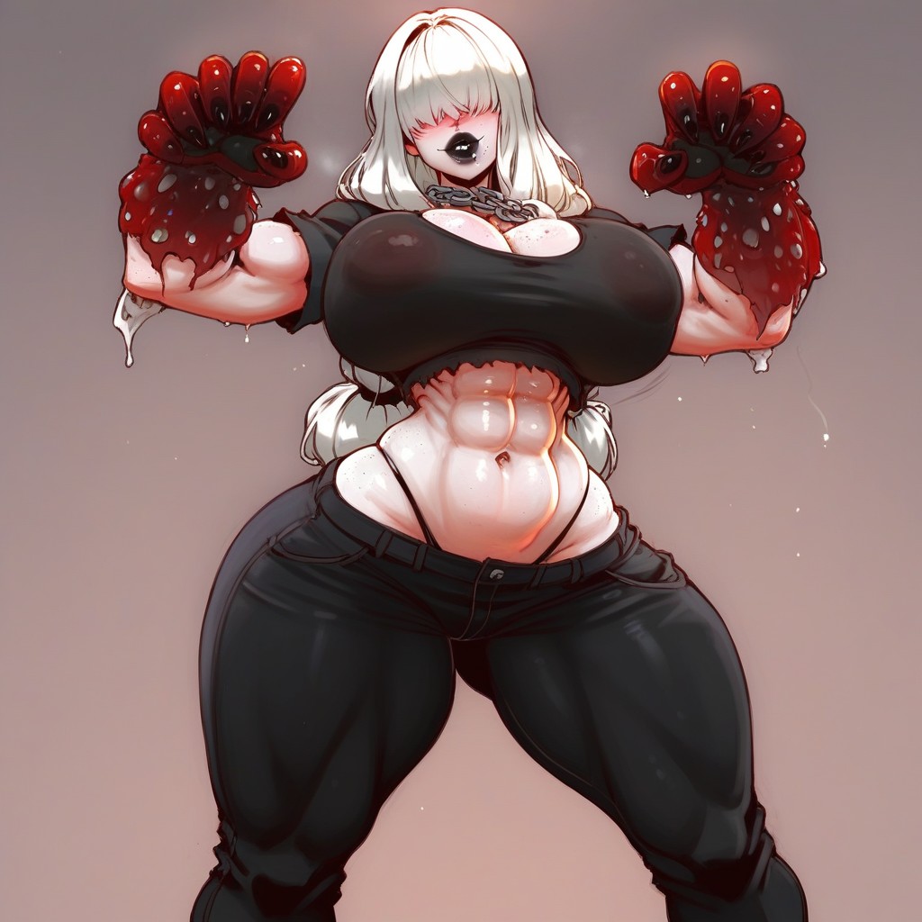 Waist, Ripped Black Pants, Covered Eyes AI Porn
