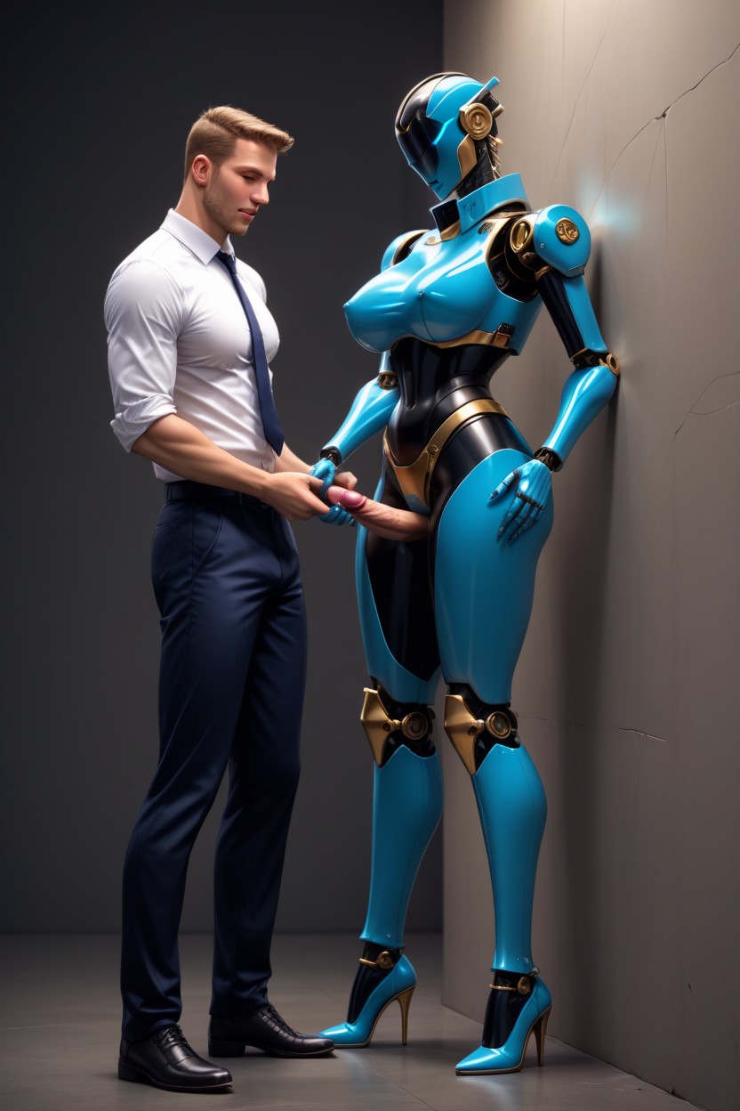 Robot Policewoman Wears High Heeled Wedges, Pegging, Malesub Latina KI Porno