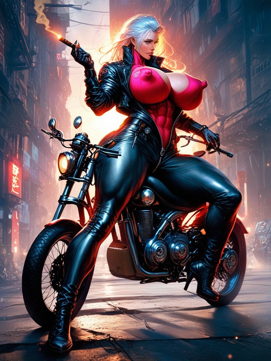 Unzipped Clothes, Off Arms Jacket, Extremely Nipple Bulge Hentai IA