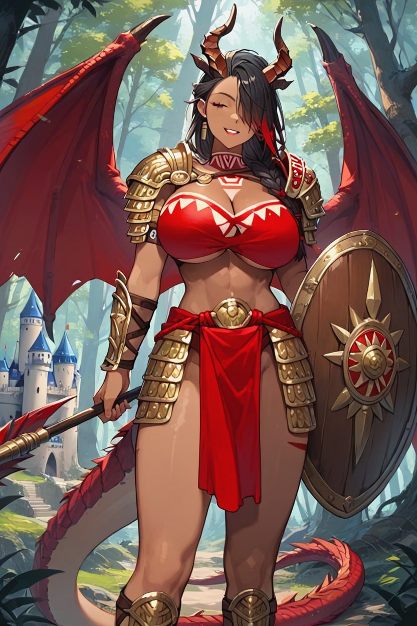 Waist Shot, Holding Large Spear, Large Ass AI Porn