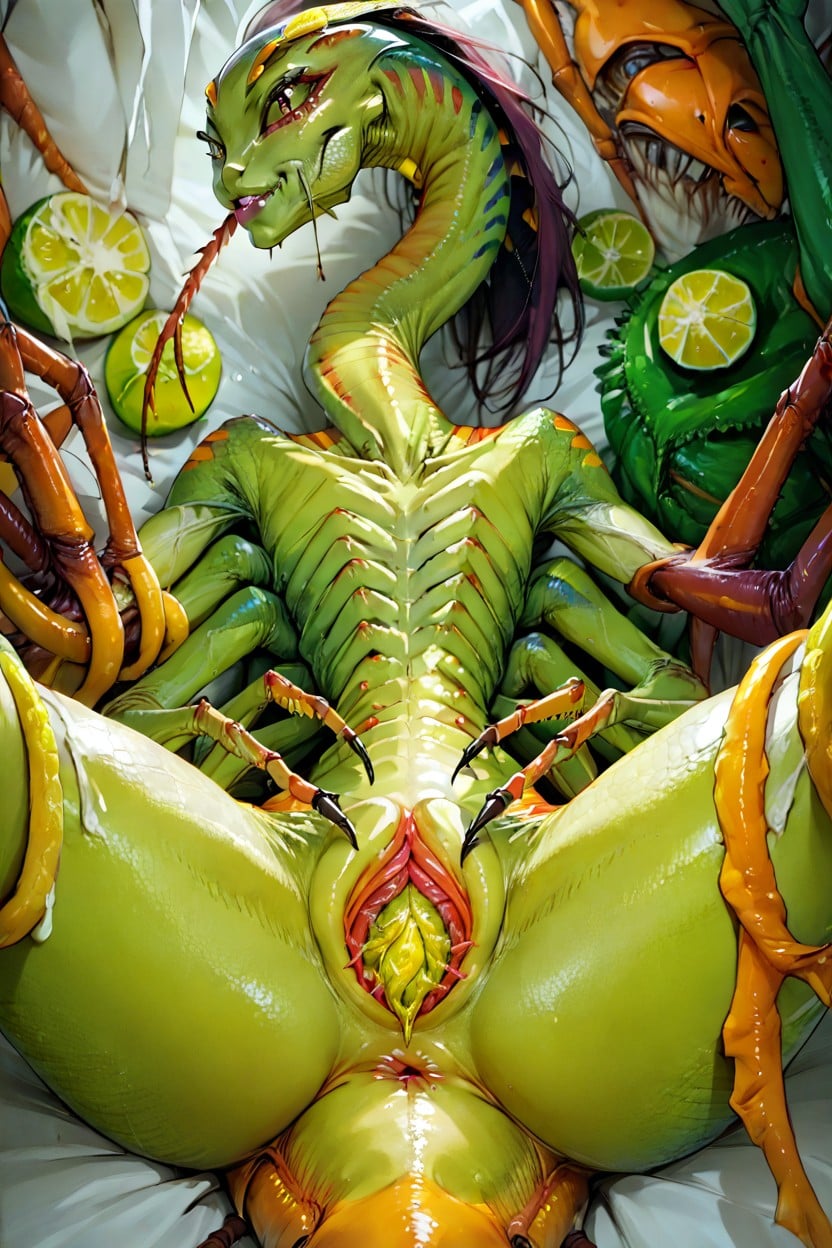 Tentacled Arms, Puffy Pussy, Lime Green Skin AI Porn