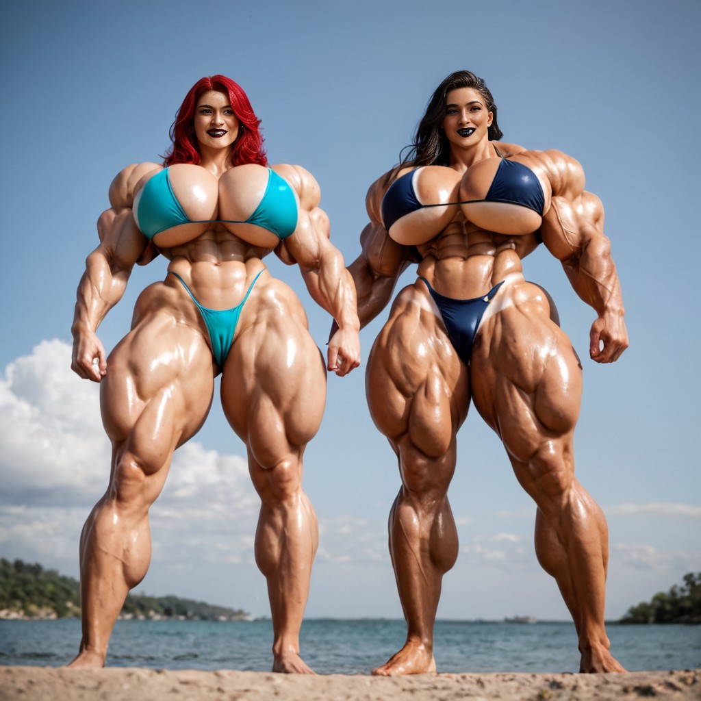 Ripped Muscles, Hourglass Figure, Hyper Muscular Woman AI Porn