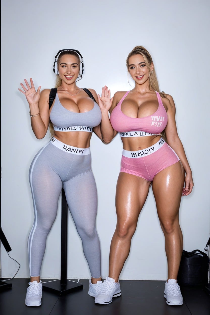 Waving Hello, White Sneakers, Gym AI Porn