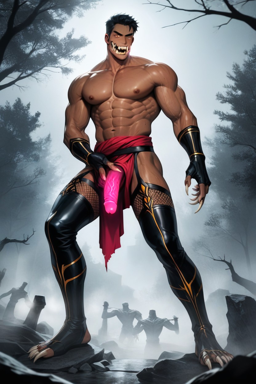 Cock Is In His Hand, Long Dark Hair, Massive Ass AI Gay Porn