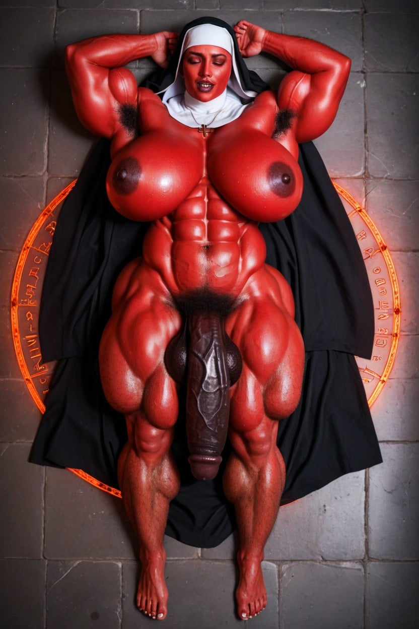 Full Body, Huge Biceps, Laying Shemale AI Porn