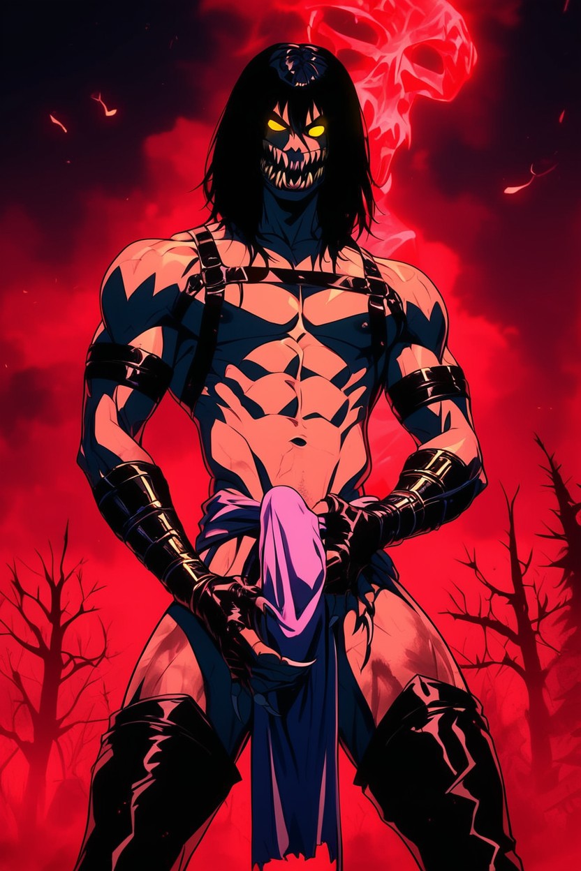 Cock Is In His Hand, He Is Jerking Off, Muscular AI Gay Porn
