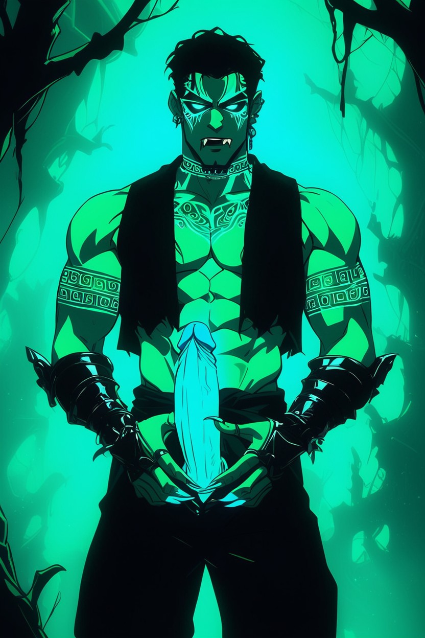 Reptile Human Form, Masturbating, Beautiful Yet Eerie Atmosphere Ultra Realistic Photograph AI Gay Porn