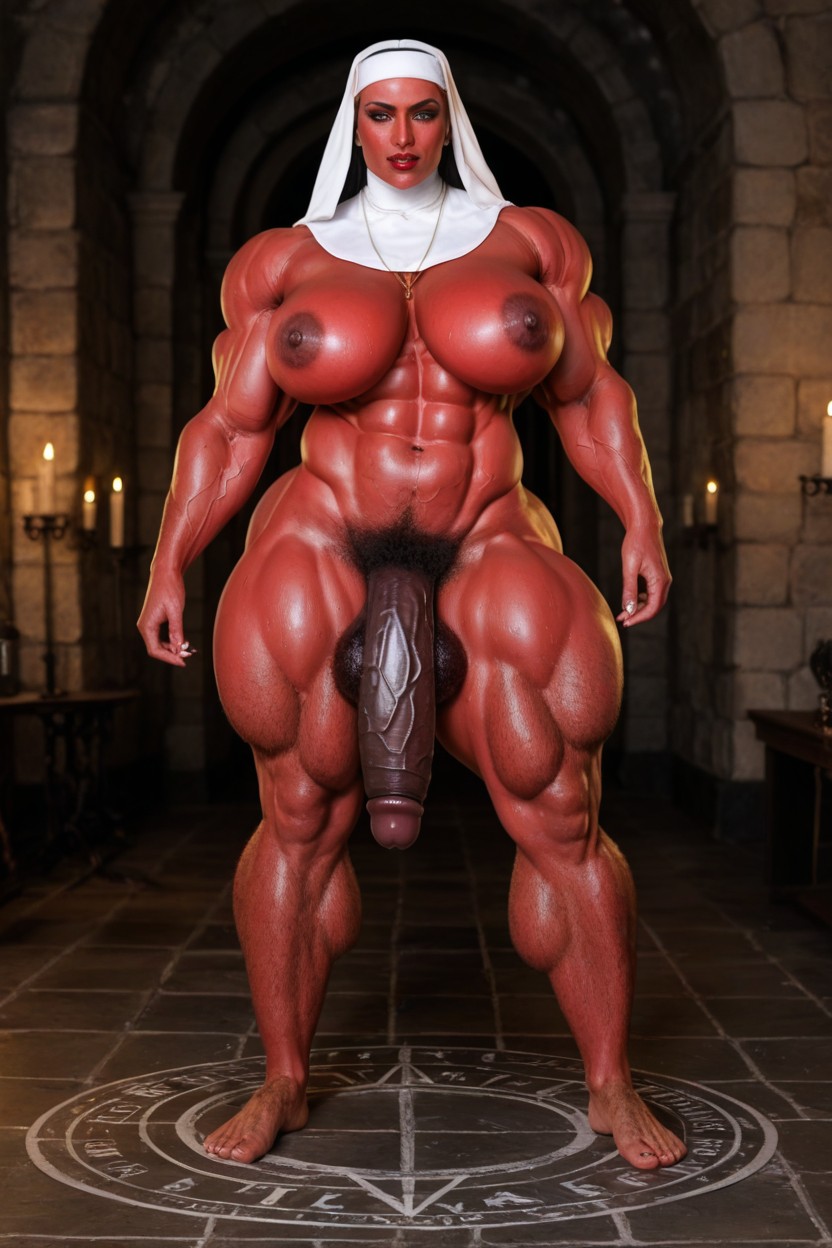 Toned, Hyper Muscles, Black Cock Expansion Shemale AI Porn