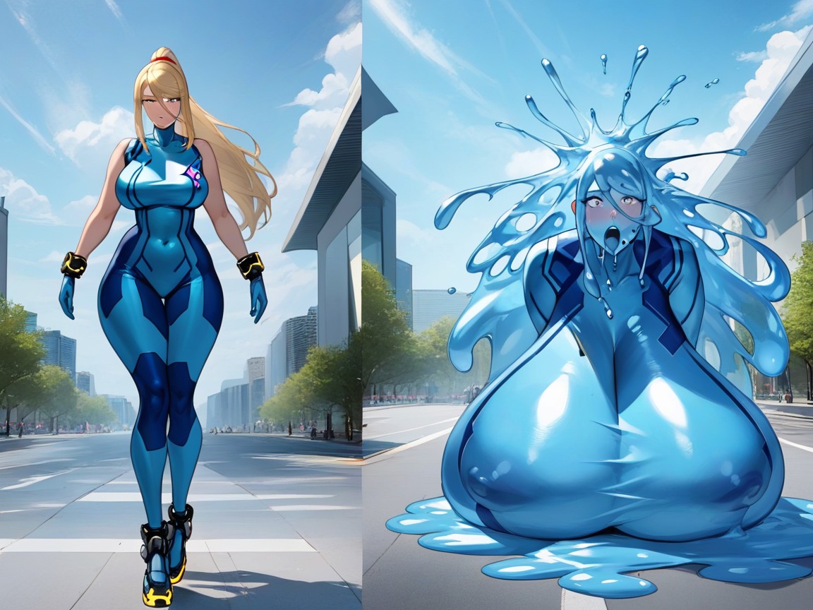 Ass Bigger Than Torso, Huge Slime Bubble Around Head, Samus Aran BBW AI Porn