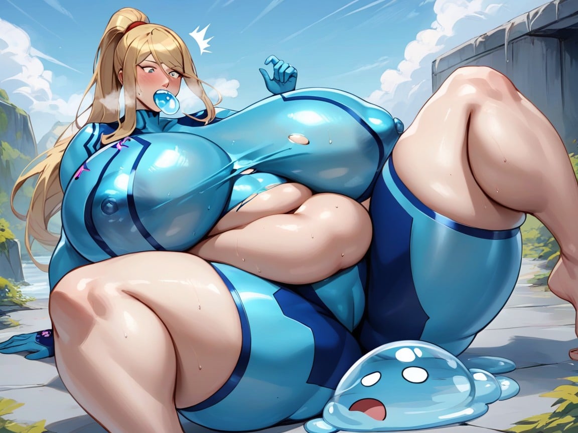 Triple Chin, Wide Open Eyes, Outrageous Impossible Comically Giga Sized Body Expansion Porno BBW IA