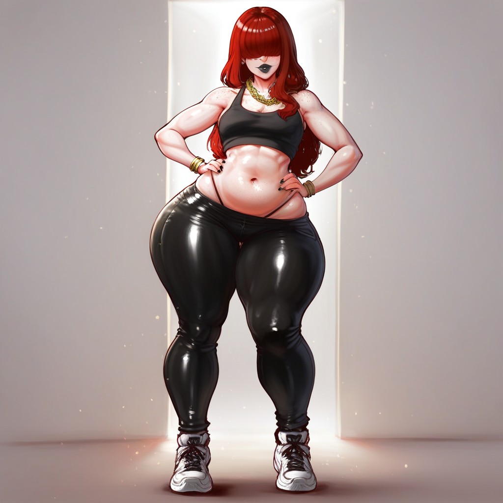 Tight Black Tank Top Showing Belly, Detailed, 18+ AI Porn