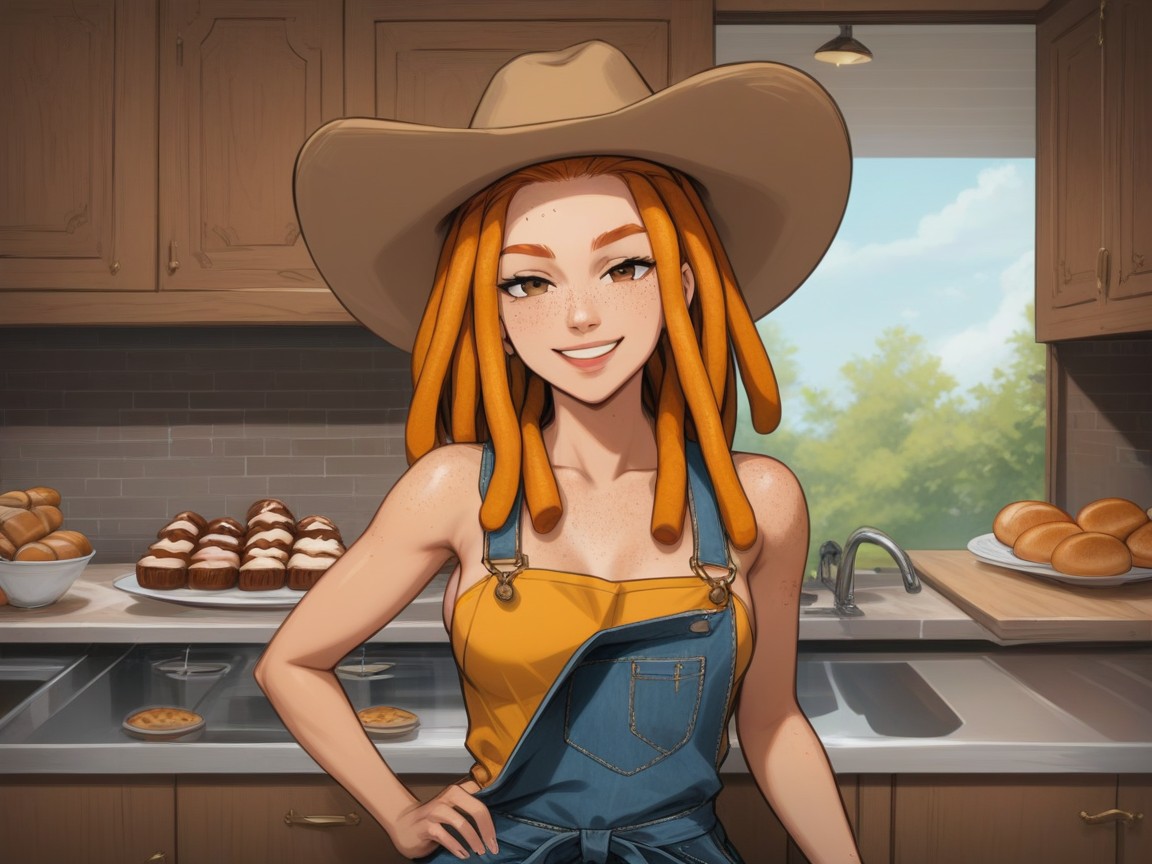 Dreadlocks Ginger, Rounded Abdomen, High Brightness Effects AI 포르노