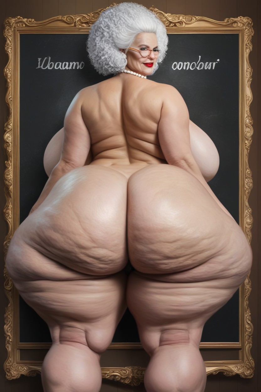 Super Thick Thighs, A Tall Oily Skin, Cabelo Cinza Pornografia de IA