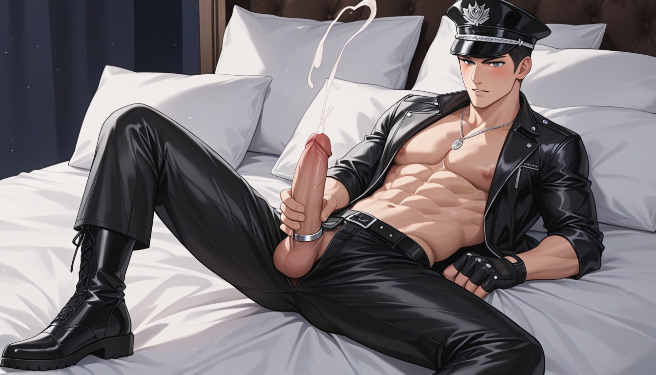 Wearing Silver Cock Ring, Light Skin, Location Bed Porno gay IA
