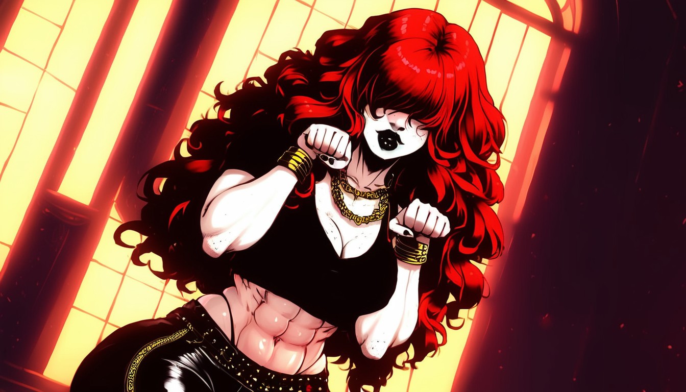 Red Hair, Covered Eyes, Rosy Cheeks AIポルノ