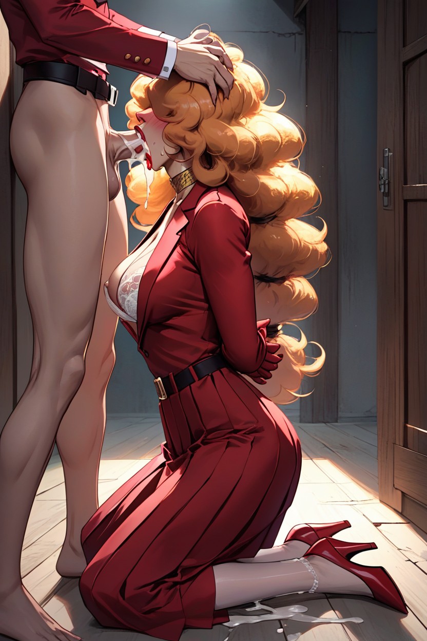 Red Lipstick, Sara Bellum, Eyes Behind Hair AI Porn