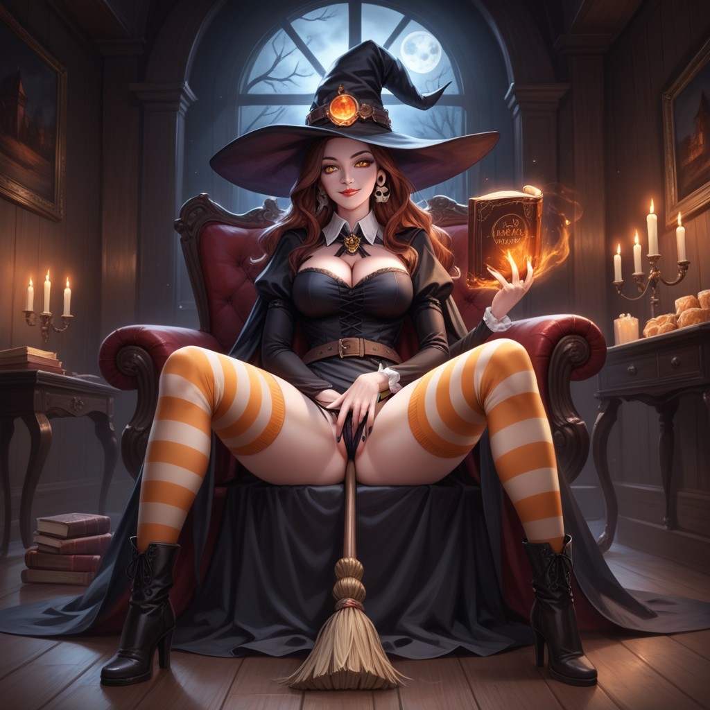 Detailed Face, Witch Hat, Taller Female Hentai AI Porn