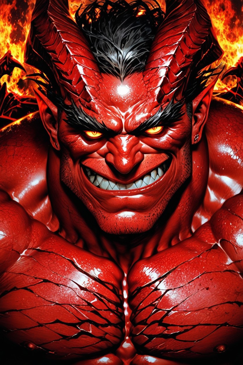 Red Scaly Demon Monster, Wanton, Sexy AI Gay Porn